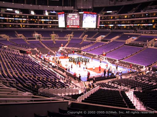 Seat view from section 219 at the Staples Center, home of the Los Angeles Lakers